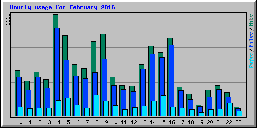 Hourly usage for February 2016